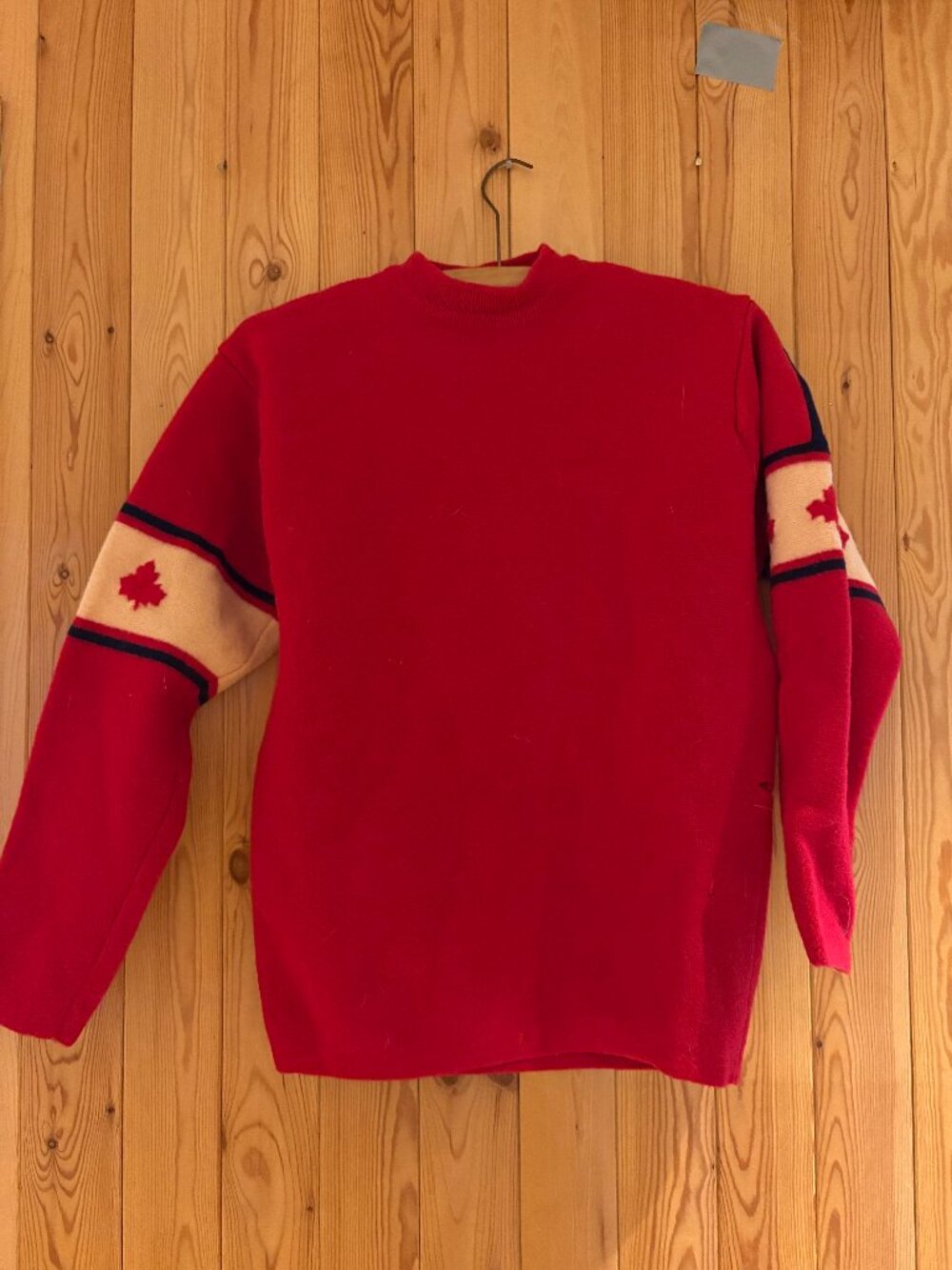 Maple Leaf Snowflakes Pure Wool Red Sweater